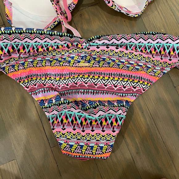 Victoria Secret pink Aztec print hottie cheeky bikini S / push up halter top 34B - Picture 3 of 6